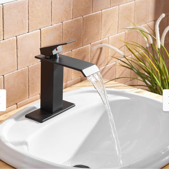 NEW MATTE BLACK WATERFALL BATHROOM SINK FAUCET